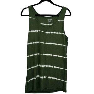 Green Tie-Dye Tank Top By Time And Tru XXXL 3XG Cotton Modal Blend Sleeveless Ca